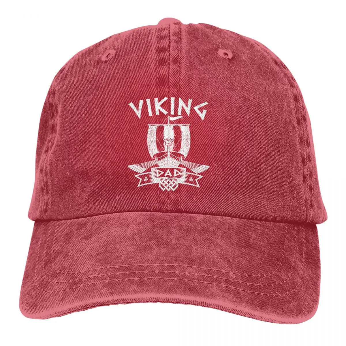 Casquette Viking Dad en jean délavé rouge