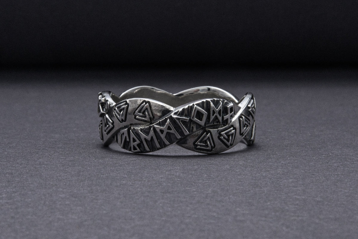 Bague Futhark Ancien et Valknut — Argent 925