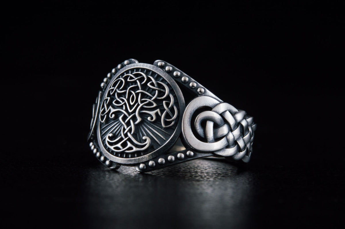 Bague Yggdrasil et Ornement Chevalière — Argent 925