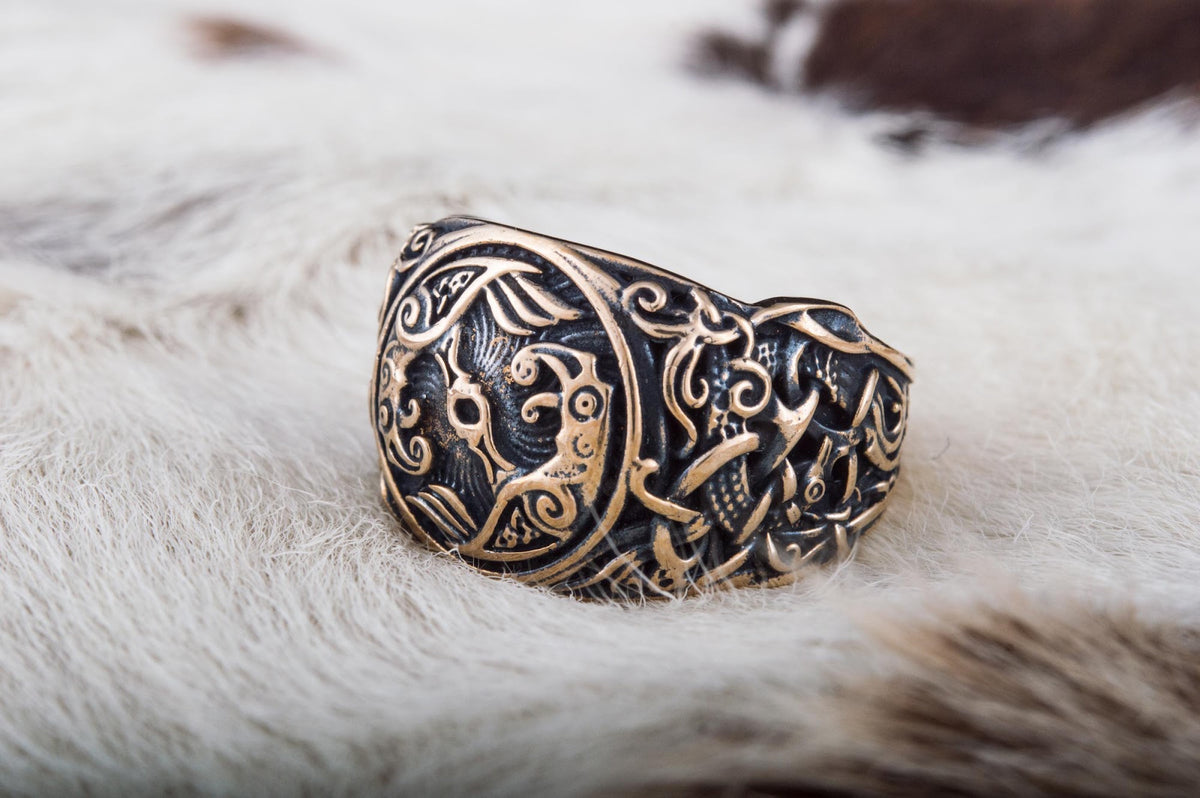 Bague Corbeau et Style Mammen — Bronze