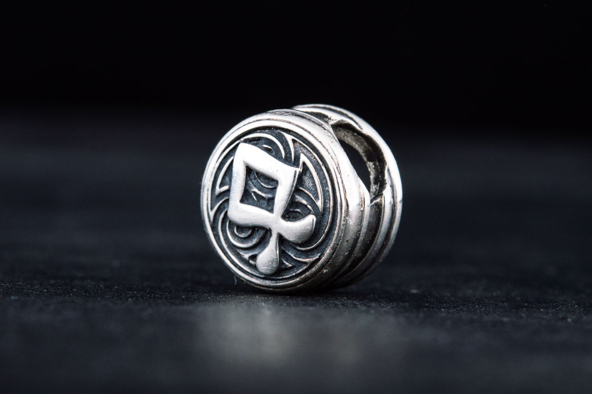 Perle de Barbe Médaillon Rune Othala — Argent 925