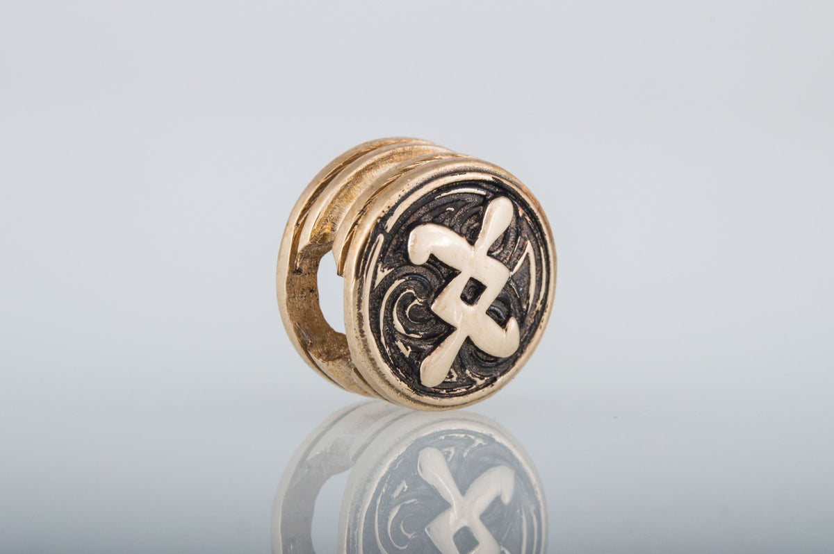 Perle de Barbe Médaillon Rune Ingwaz — Bronze