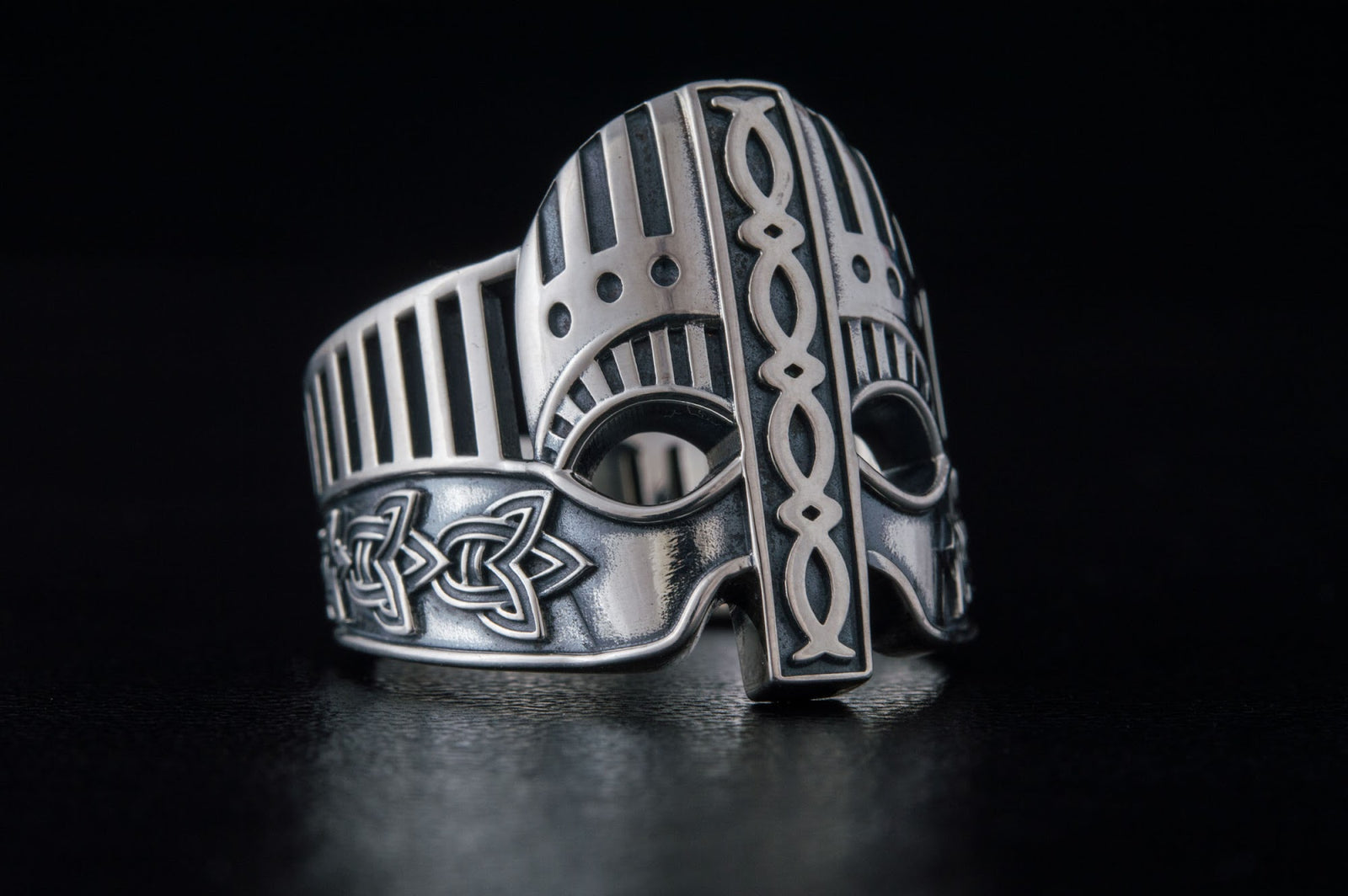 Bague Casque et Ornement — Argent 925