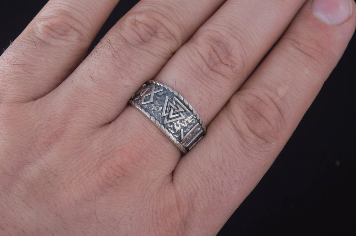 Bague Salut à Odin et Valknut — Argent 925