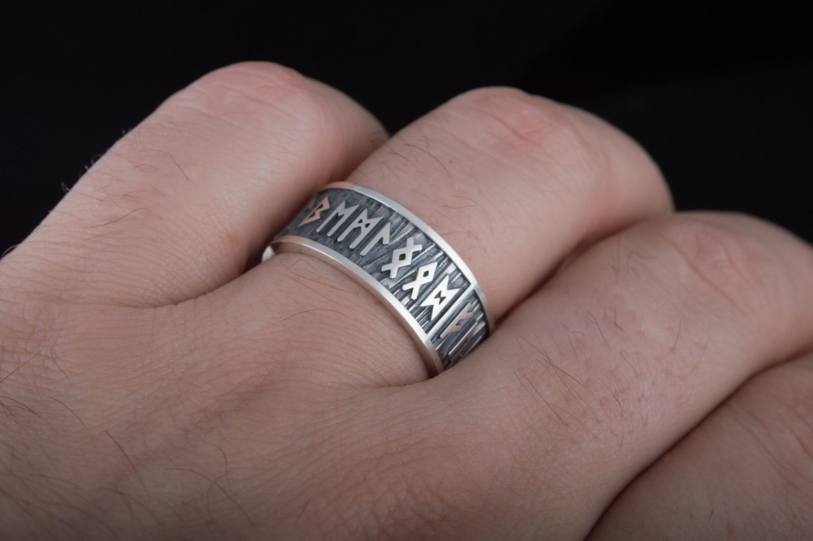 Bague Futhark Ancien et Runes Floki — Argent 925