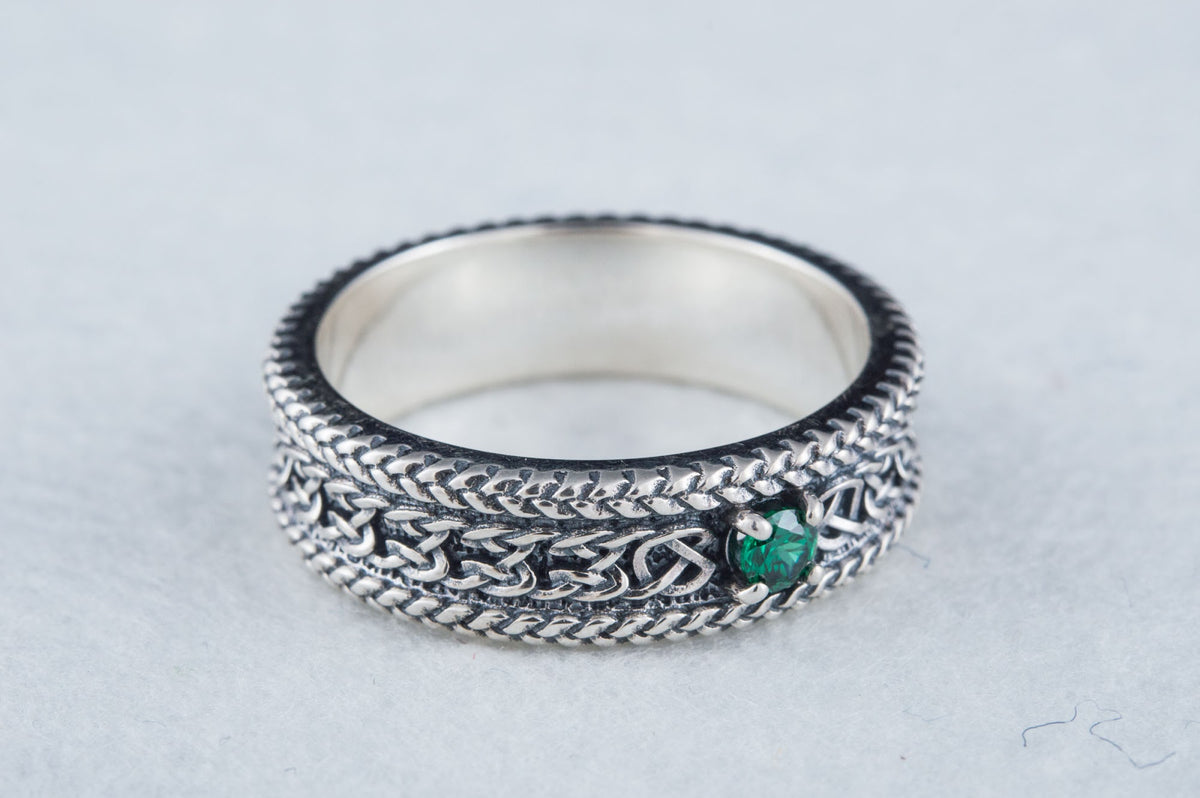 Bague Ornement sertie de pierres Anneau — Argent 925