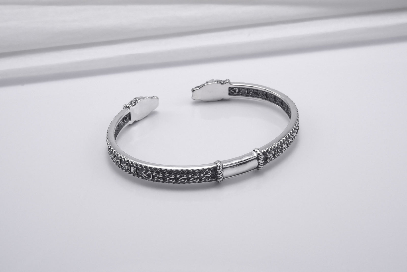 Bracelet Texturé Jörmungand et Futhark Ancien — Argent 925