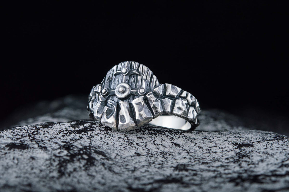 Bague Bouclier et Arbre — Argent 925