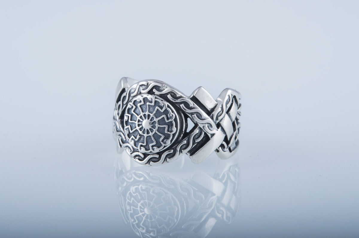 Bague Soleil Noir et Ornement Massive — Argent 925