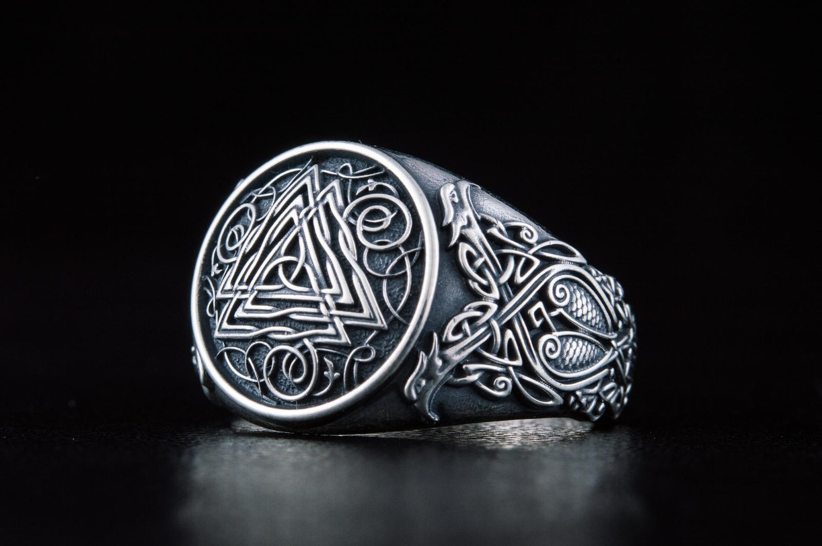 Bague Valknut et Ornement Chevalière — Argent 925