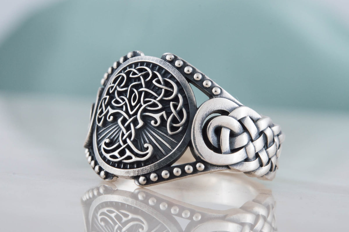 Bague Yggdrasil et Ornement Chevalière — Argent 925