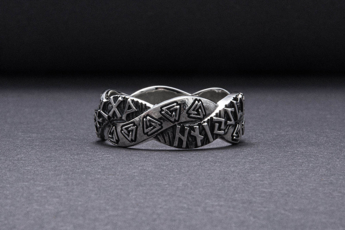 Bague Futhark Ancien et Valknut — Argent 925