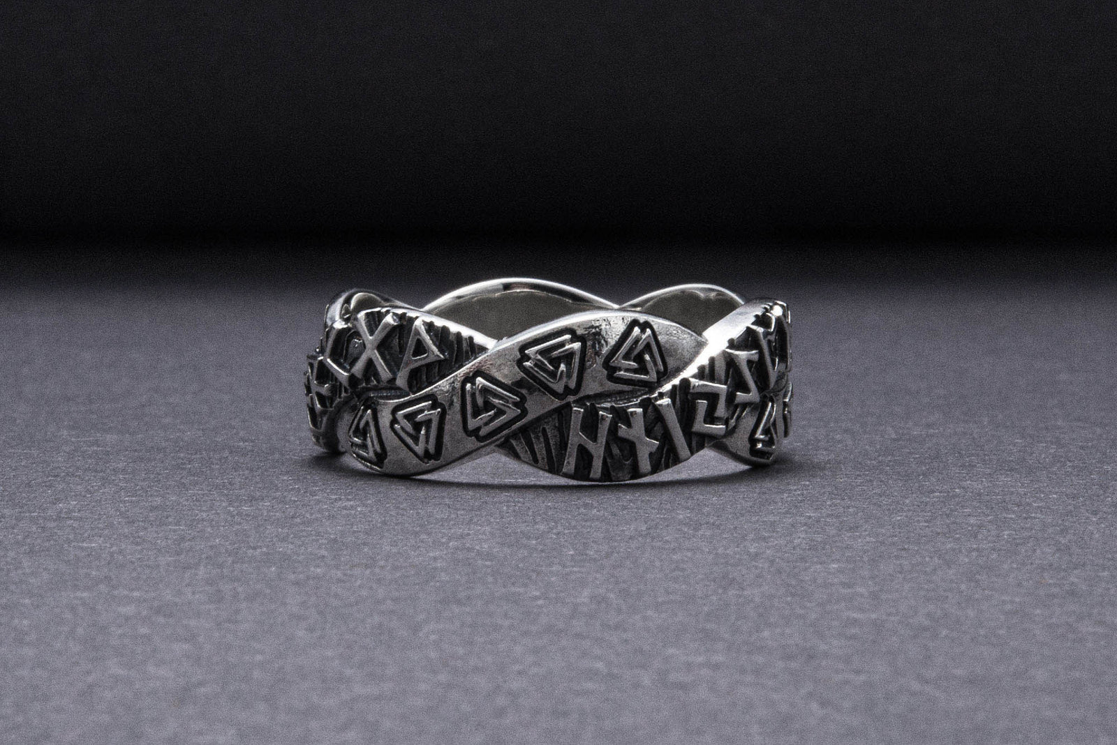 Bague Futhark Ancien et Valknut — Argent 925
