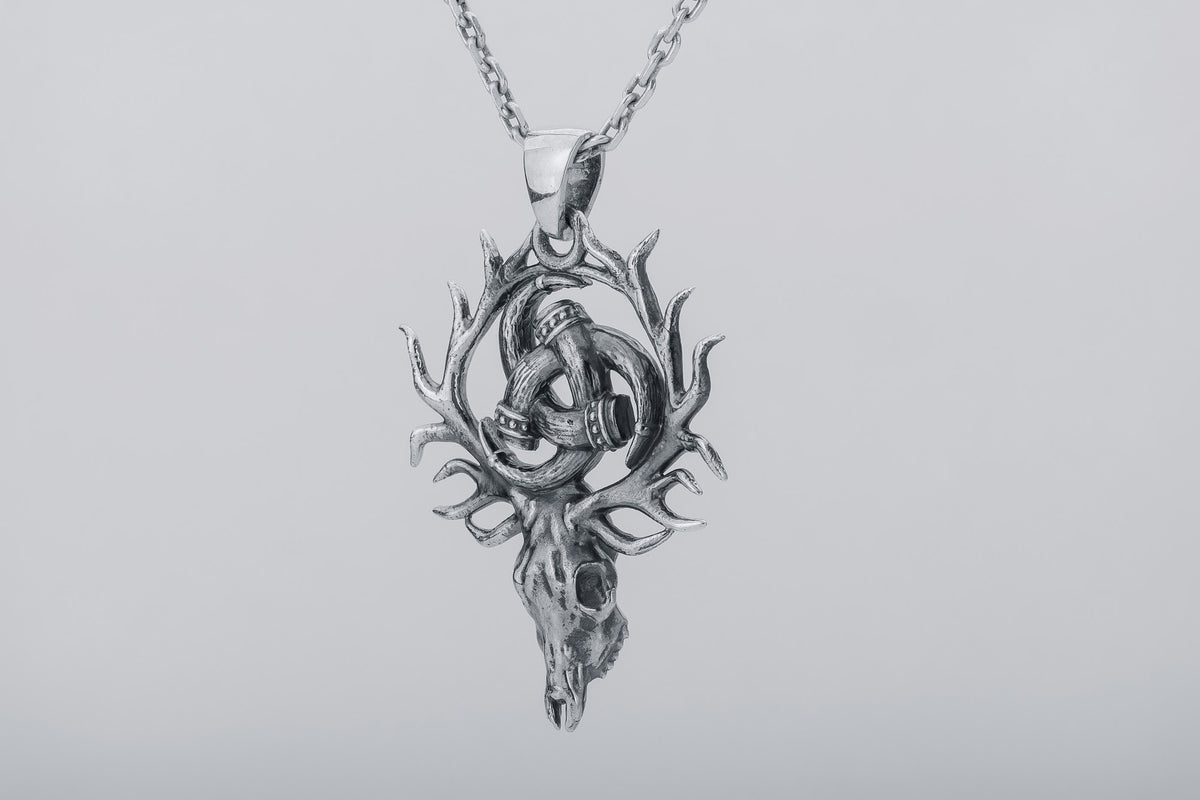 Pendentif Odin et Tête de Mort — Argent 925