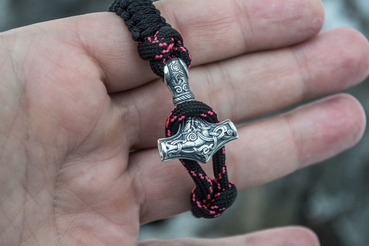 Bracelet Paracorde Marteau de Thor Olaf — Argent 925