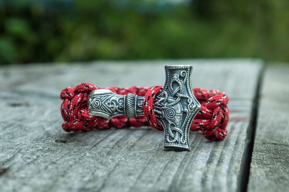 Bracelet Paracorde Marteau de Thor Halvar — Argent 925