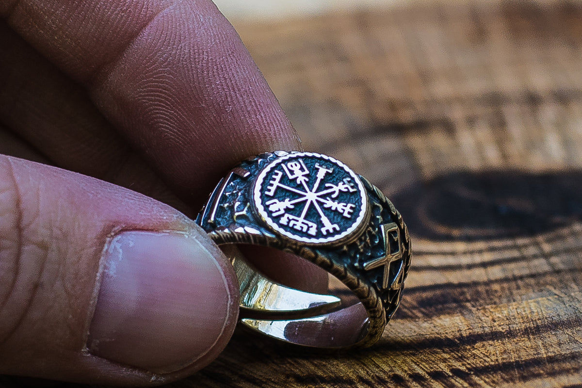 Bague Vegvisir et Salut à Odin — Argent 925