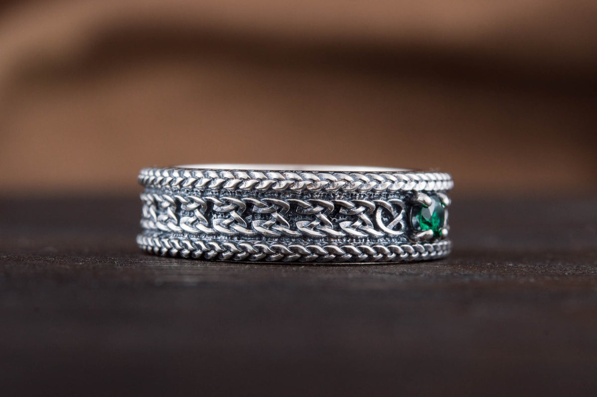Bague Ornement sertie de pierres Anneau — Argent 925