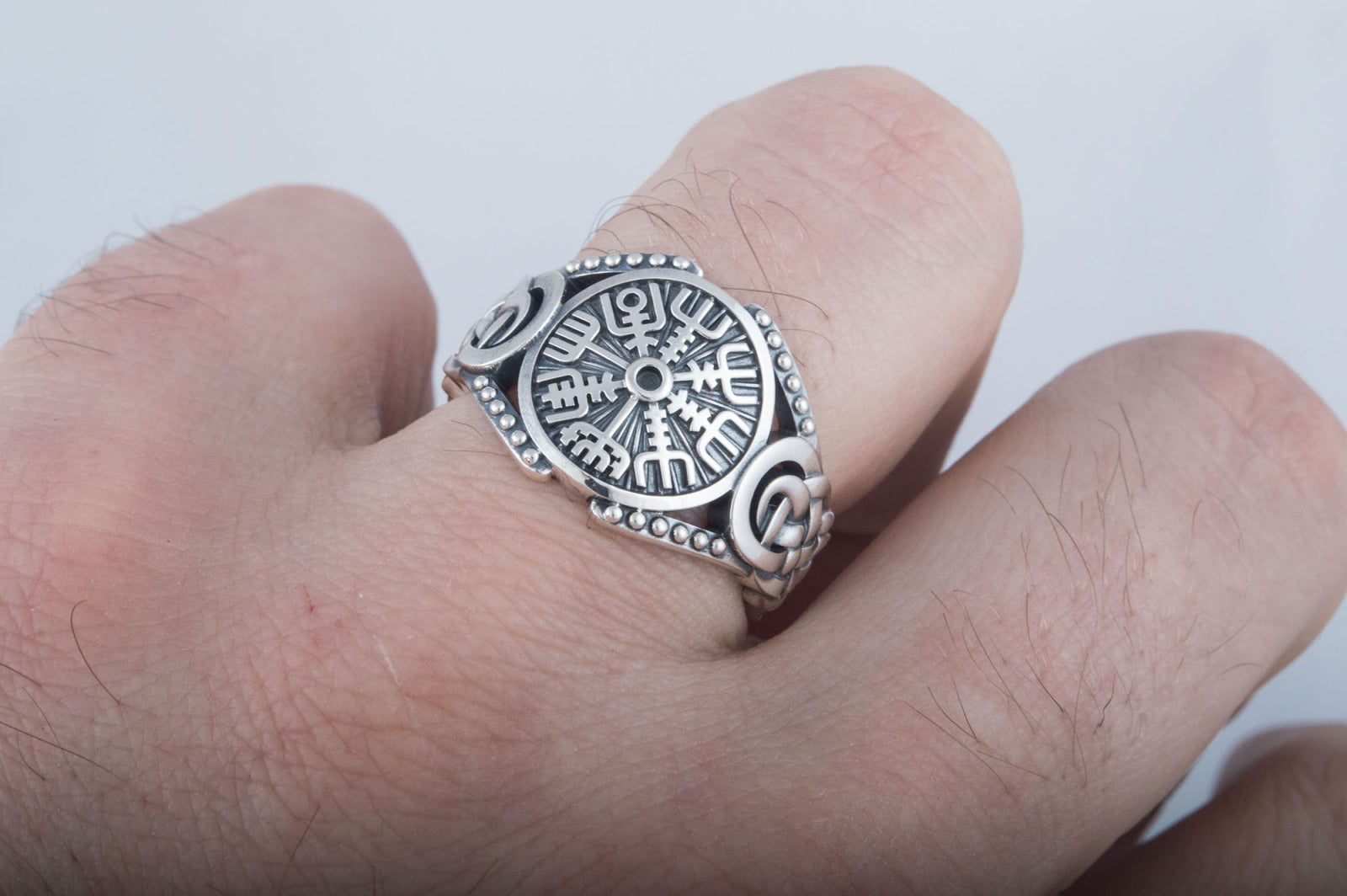 Bague Vegvisir et Ornement Chevalière — Argent 925