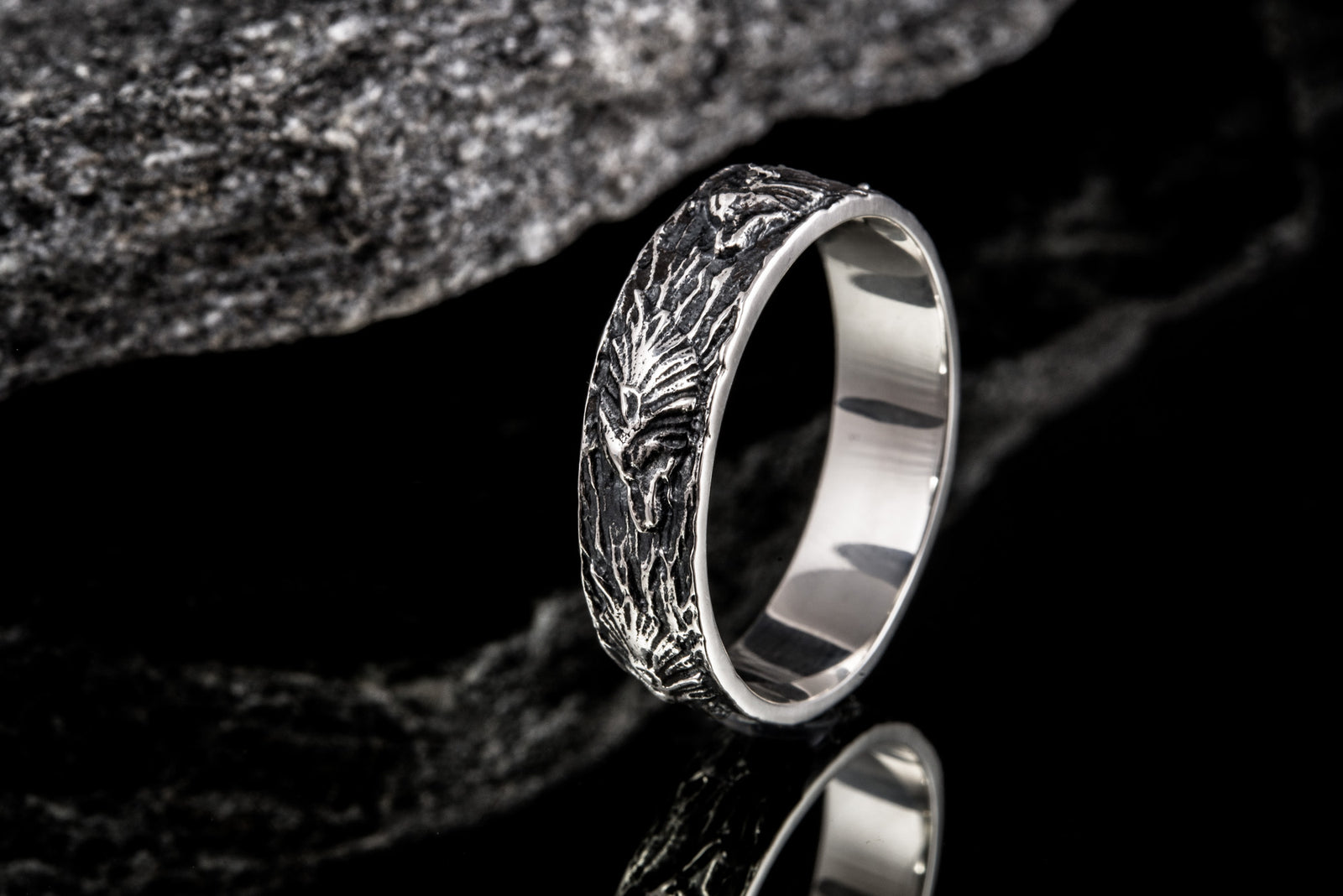 Bague Loup et Ornement — Argent 925
