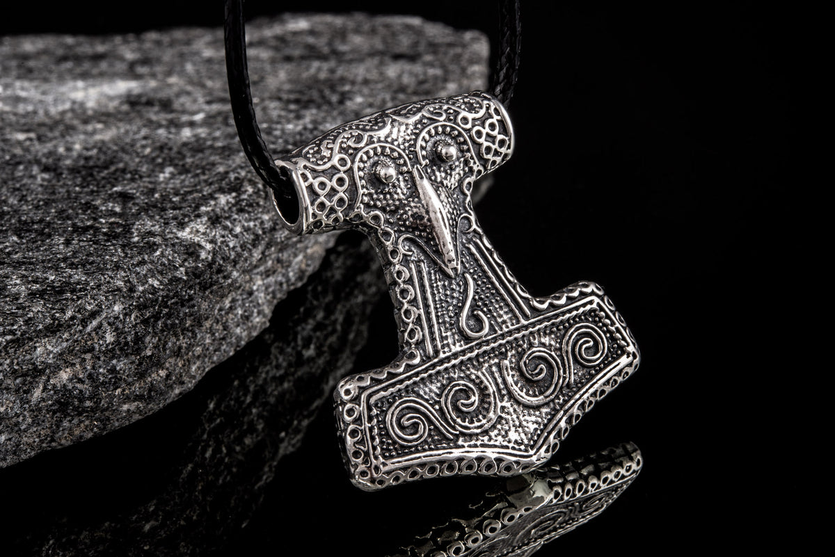 Pendentif Marteau de Thor et Mjölnir Grand Modèle — Argent 925