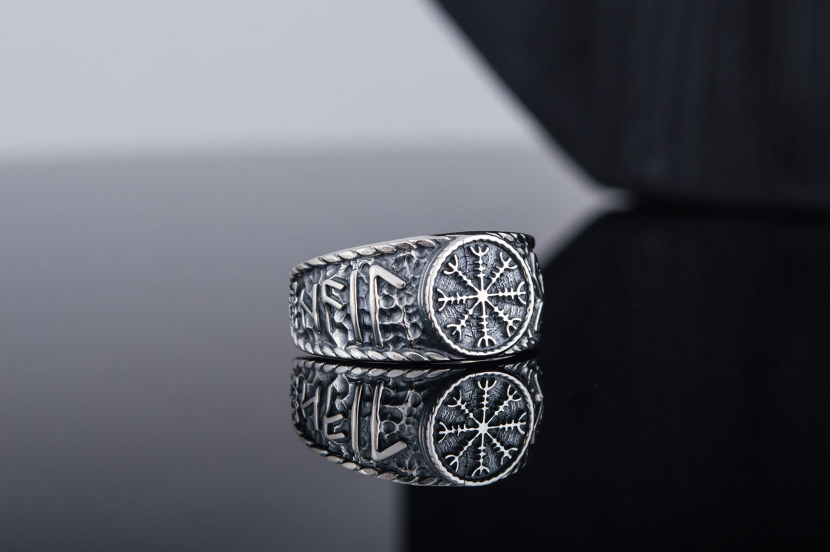 Bague Aegishjalmur et Salut à Odin — Argent 925