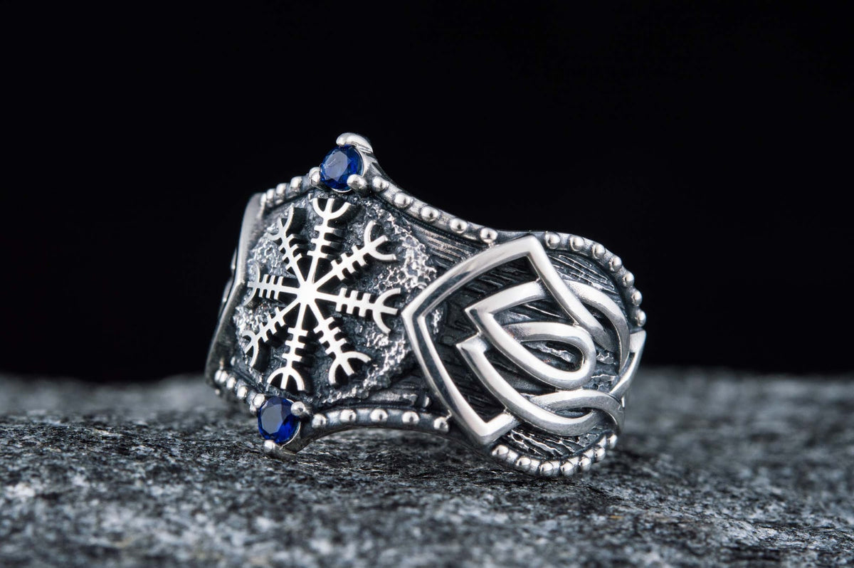 Bague Aegishjalmur et Ornement Floki — Argent 925