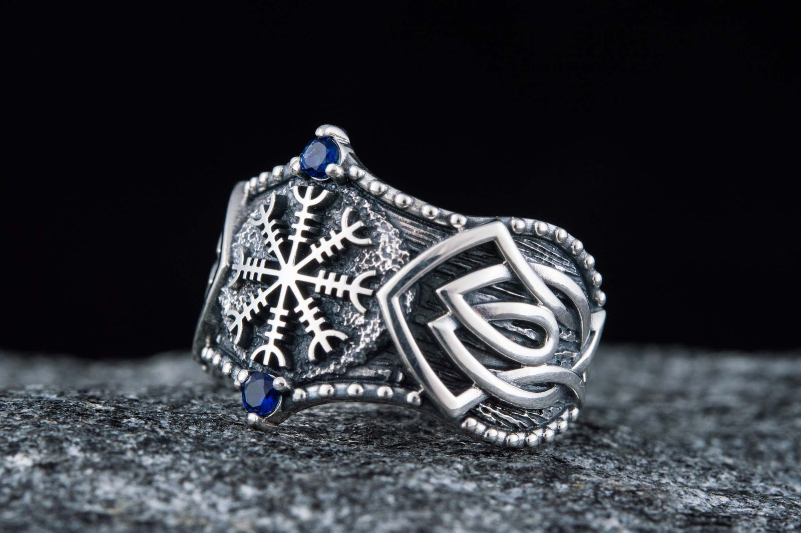 Bague Aegishjalmur et Ornement Floki — Argent 925