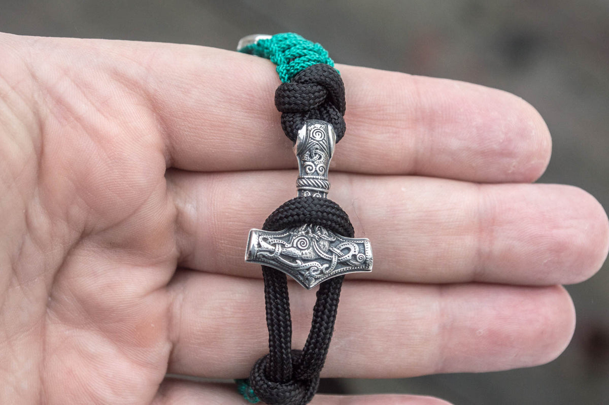 Bracelet Paracorde Marteau de Thor Freyja — Argent 925