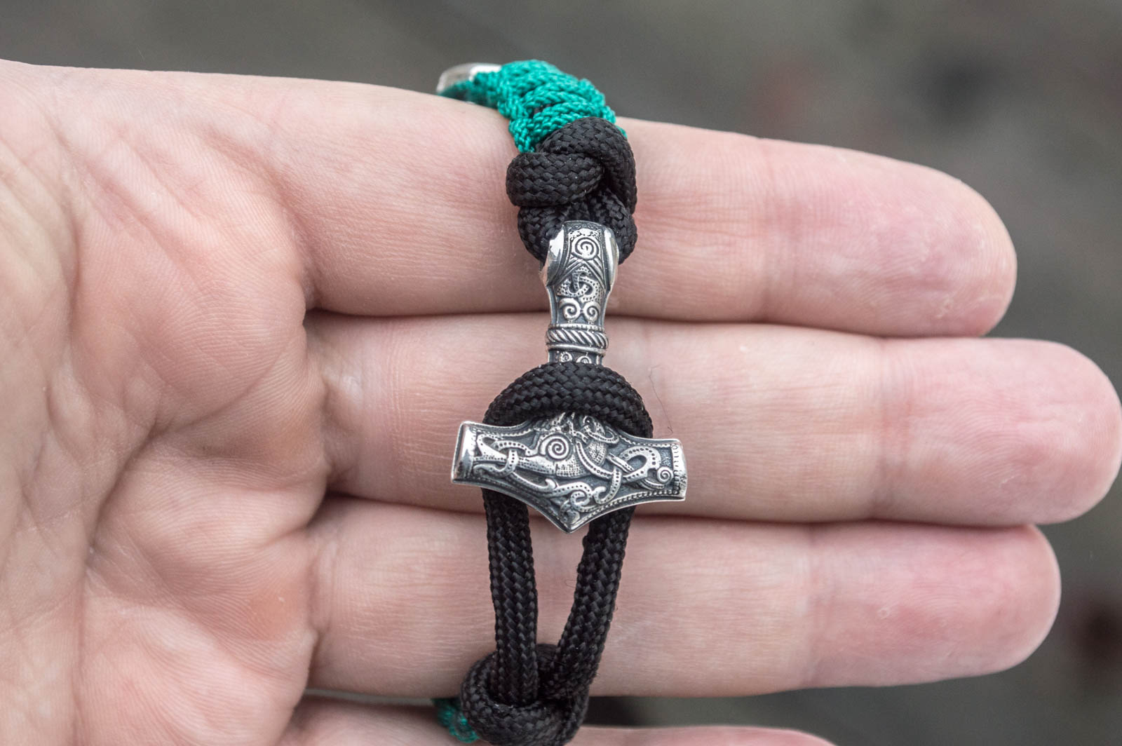 Bracelet Paracorde Marteau de Thor Freyja — Argent 925