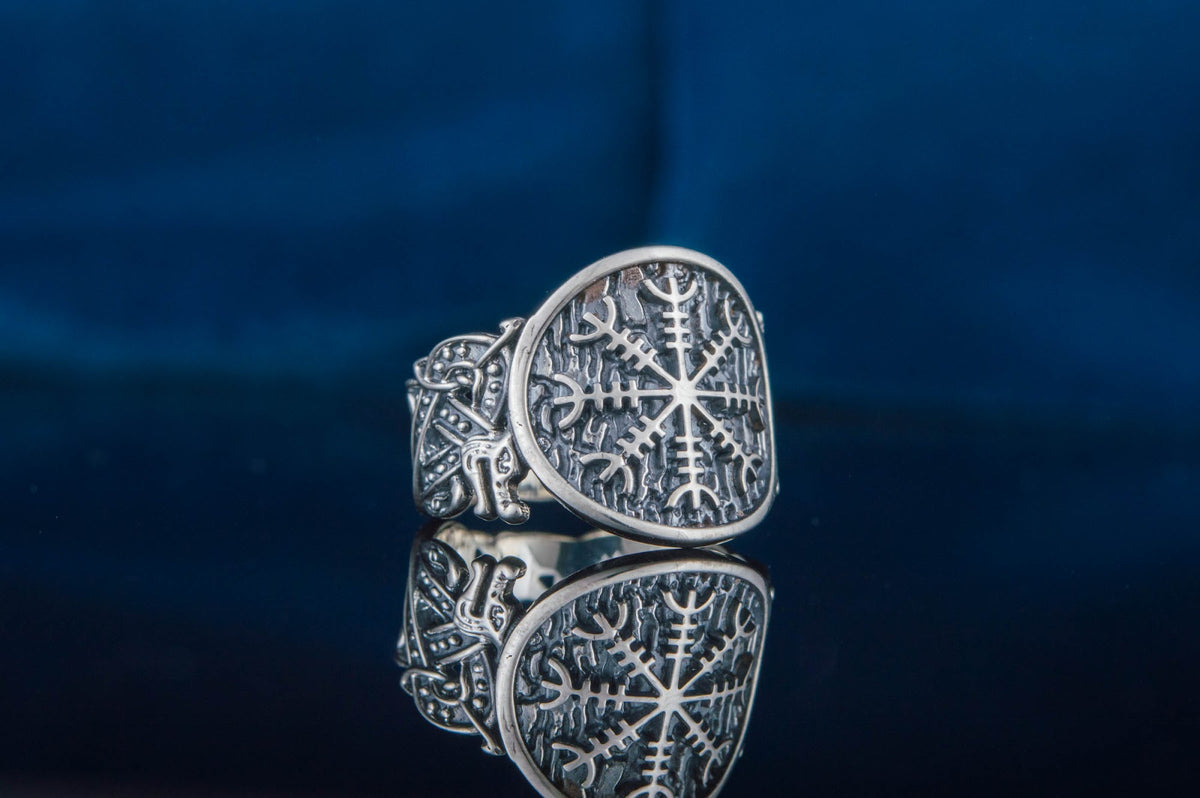 Bague Aegishjalmur et Ornement Chevalière — Argent 925