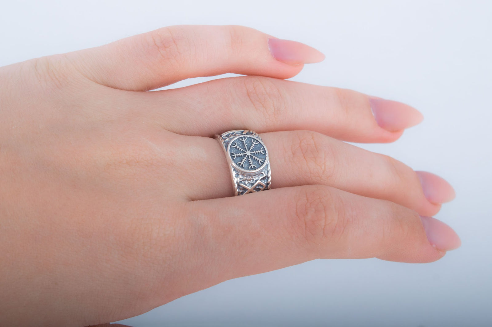 Bague Aegishjalmur et Salut à Odin — Argent 925