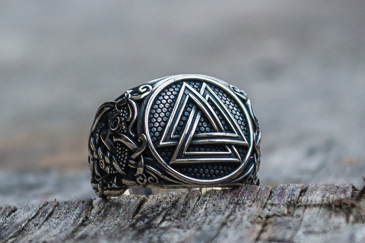 Bague Valknut et Style Mammen Ornement — Argent 925