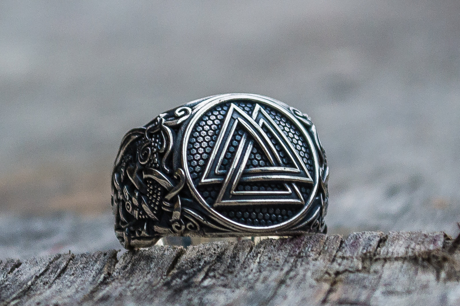 Bague Valknut et Style Mammen Ornement — Argent 925