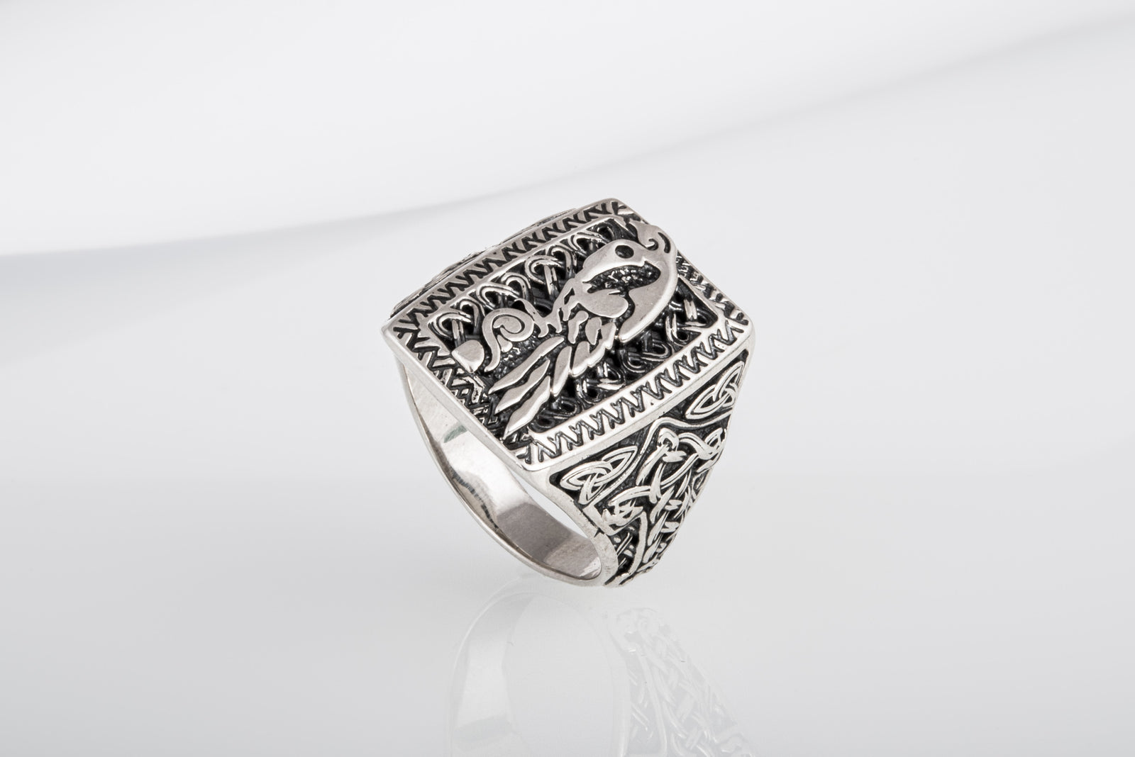 Bague Ornement et Corbeaux — Argent 925