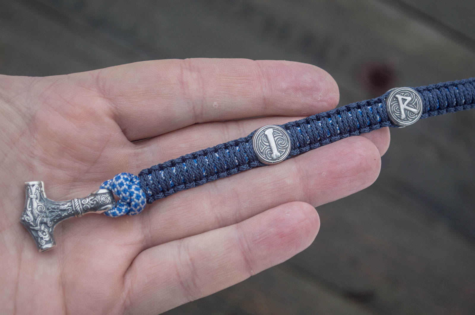 Bracelet Paracorde Marteau de Thor Astrid — Argent 925