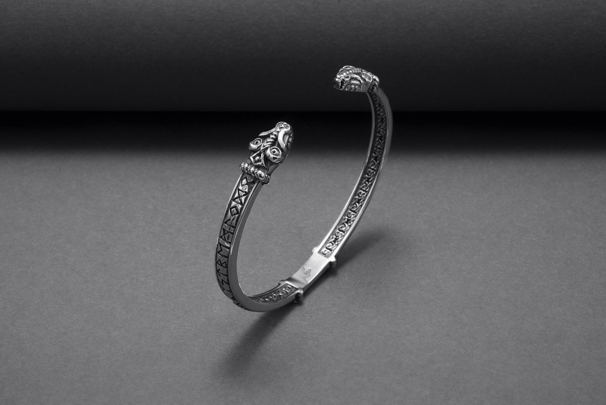 Bracelet Jörmungand et Futhark Ancien — Argent 925