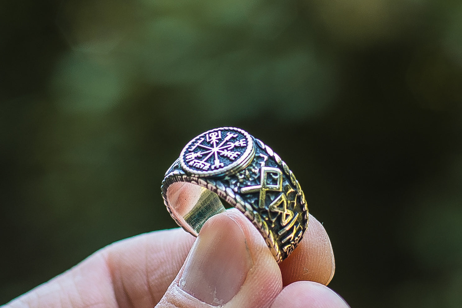 Bague Vegvisir et Salut à Odin — Argent 925