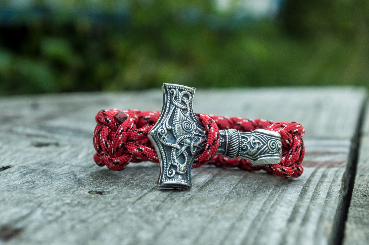 Bracelet Paracorde Marteau de Thor Halvar — Argent 925