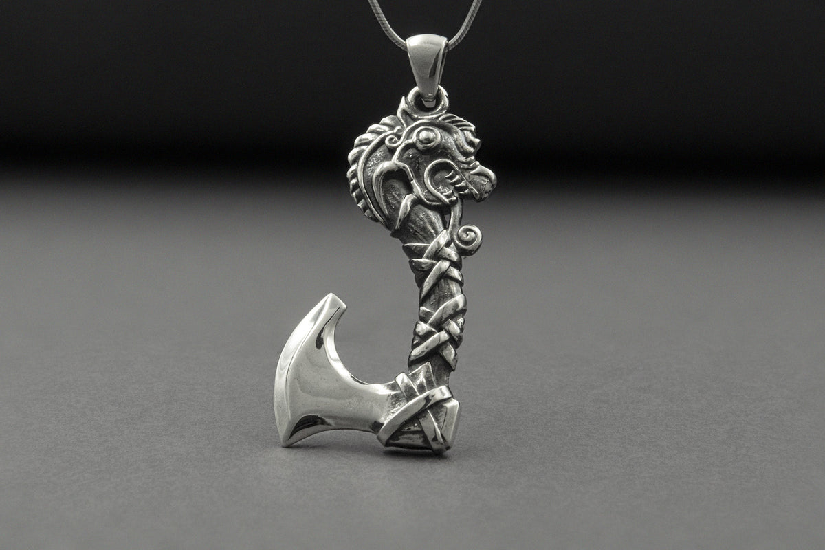 Pendentif Hache et Dragon — Argent 925