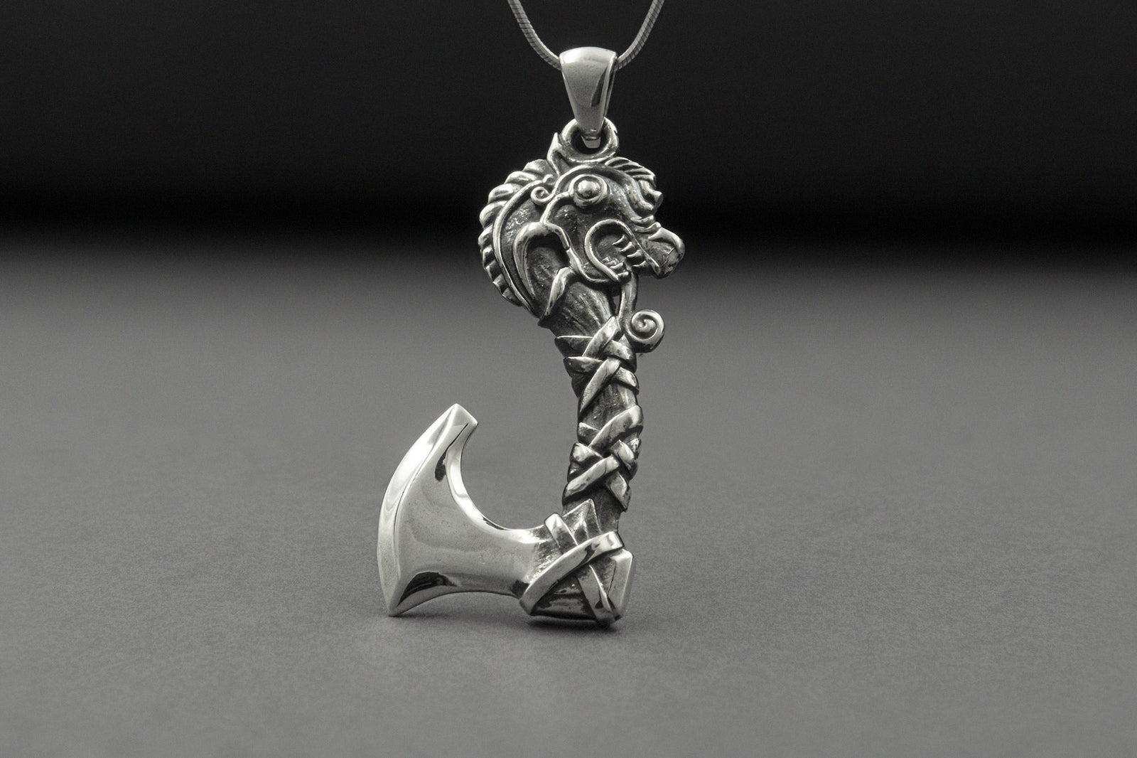 Pendentif Hache et Dragon — Argent 925