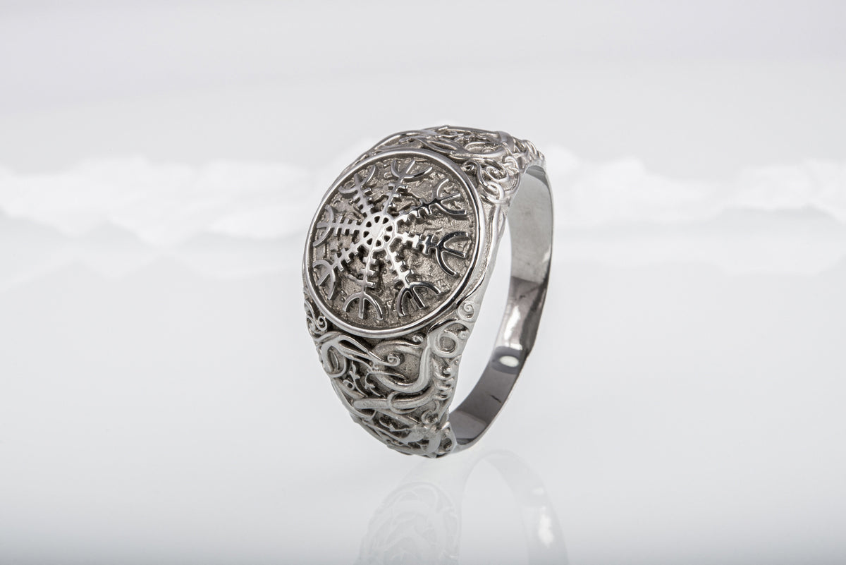 Bague Aegishjalmur et Style Urnes Édition Noire — Argent 925