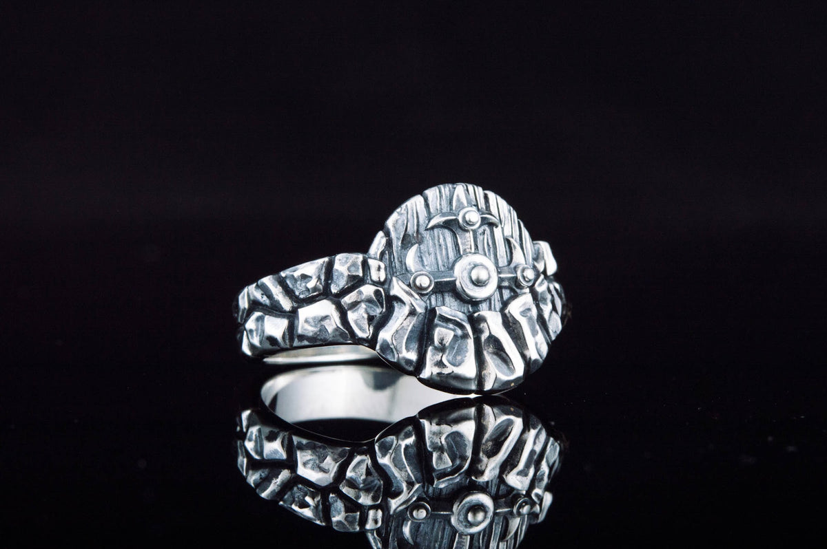 Bague Bouclier et Arbre — Argent 925