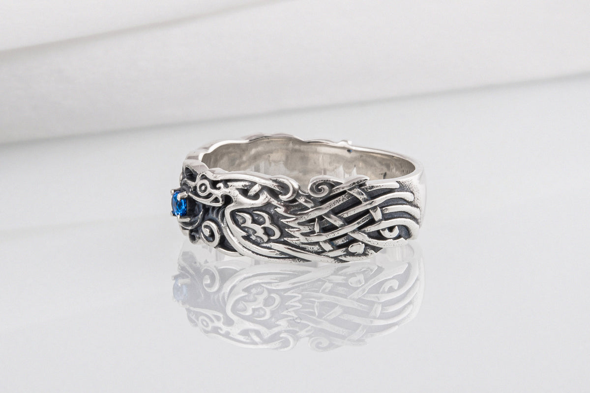 Bague Corbeaux et Ornement Anneau — Argent 925