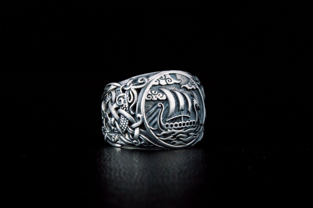 Bague Drakkar et Style Mammen — Argent 925