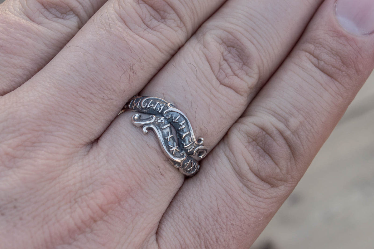 Bague Ouroboros et Runes — Argent 925