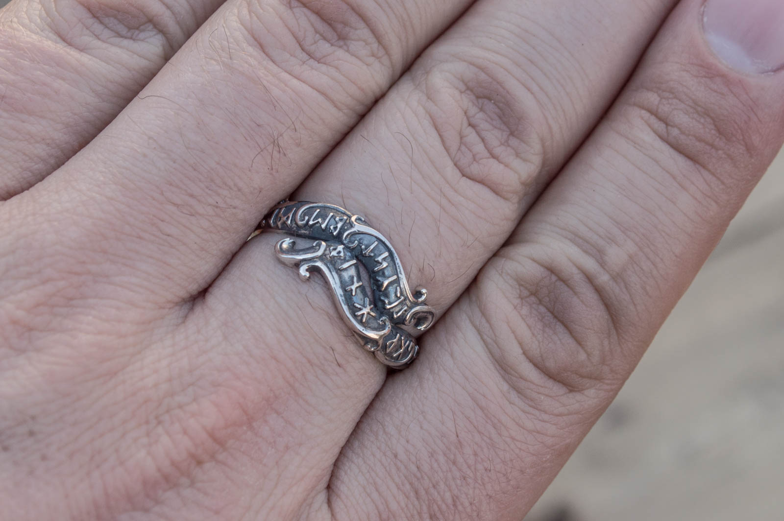Bague Ouroboros et Runes — Argent 925