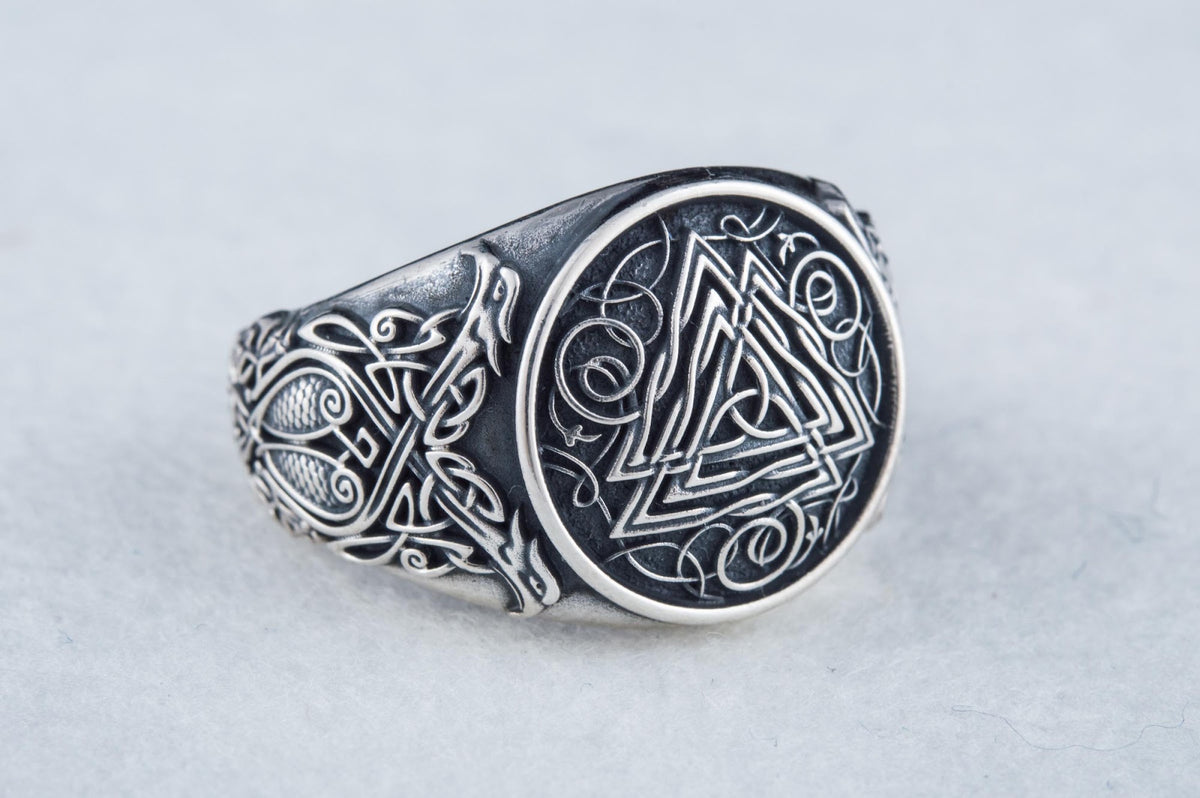 Bague Valknut et Ornement Chevalière — Argent 925