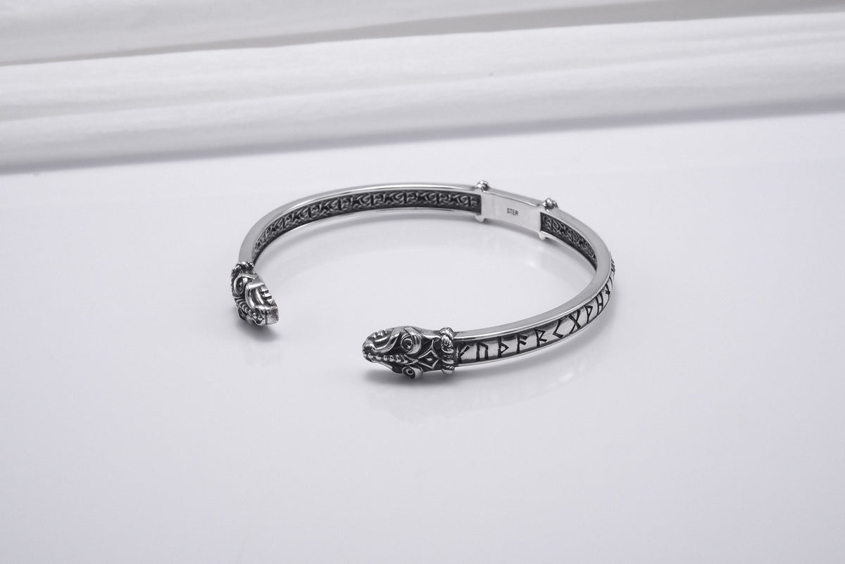 Bracelet Jörmungand et Futhark Ancien — Argent 925