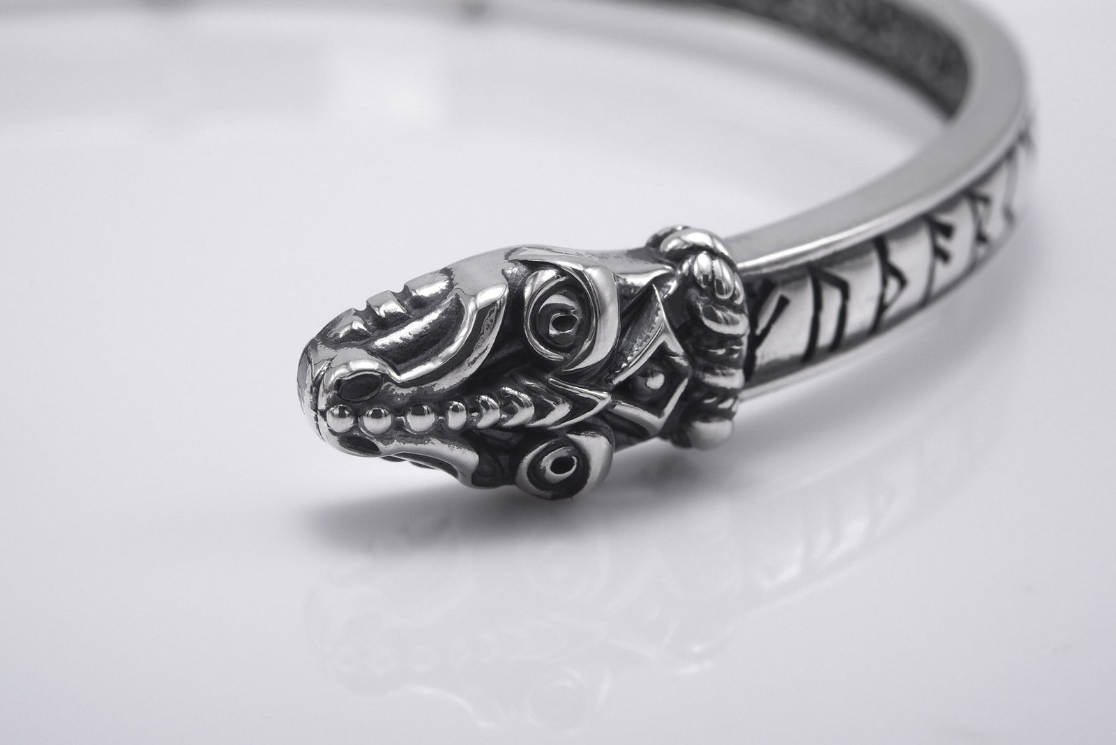 Bracelet Jörmungand et Futhark Ancien — Argent 925